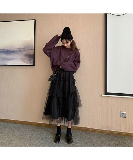 Mesh Mid-Calf Lace Up Fairy Skirt All-Match Kawaii Lady Korea Fashion Newst Elegant Faldas Voile Princess Dress Chic $29.48 -...