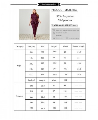 plus size summer outfits women clothing red plaid two piece sets tights Women tunic pencil pants summer outfits for women 4xl...