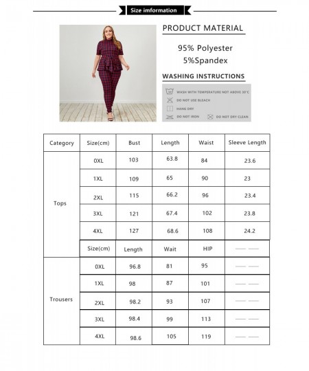 plus size summer outfits women clothing red plaid two piece sets tights Women tunic pencil pants summer outfits for women 4xl...