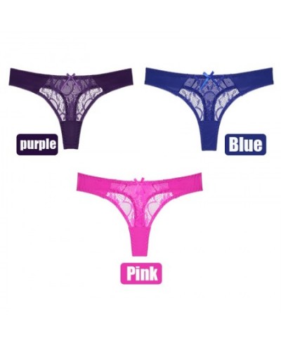 3Pcs/set Sexy Lace Thong Woman Hollow out Solid Women Panties S M L XL Women Underwear $24.16 - Underwear