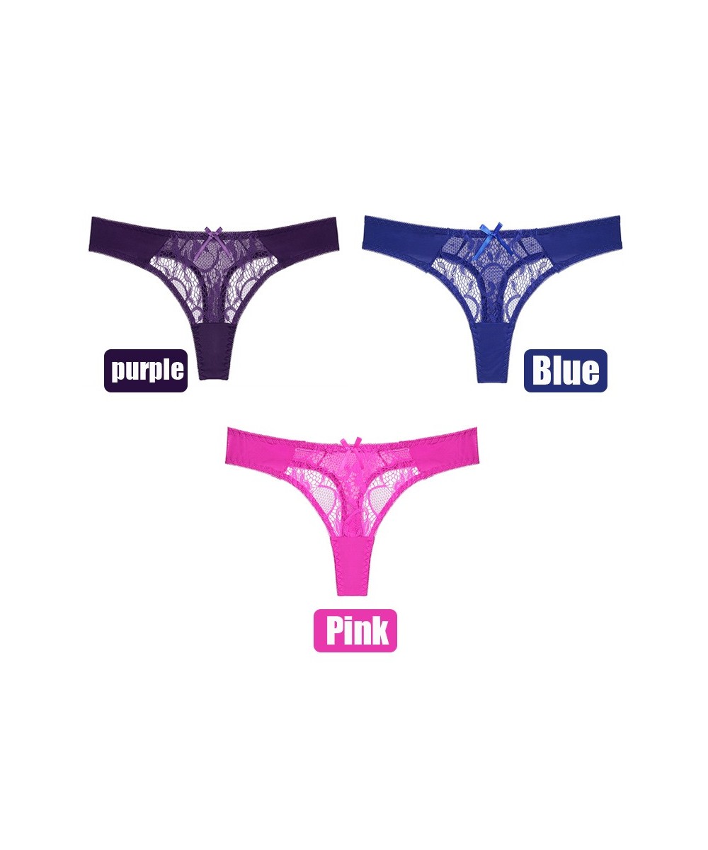 3Pcs/set Sexy Lace Thong Woman Hollow out Solid Women Panties S M L XL Women Underwear $24.16 - Underwear