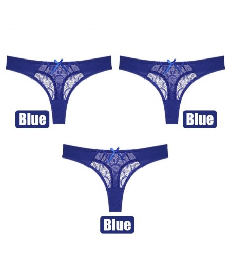 3Pcs/set Sexy Lace Thong Woman Hollow out Solid Women Panties S M L XL Women Underwear $24.16 - Underwear