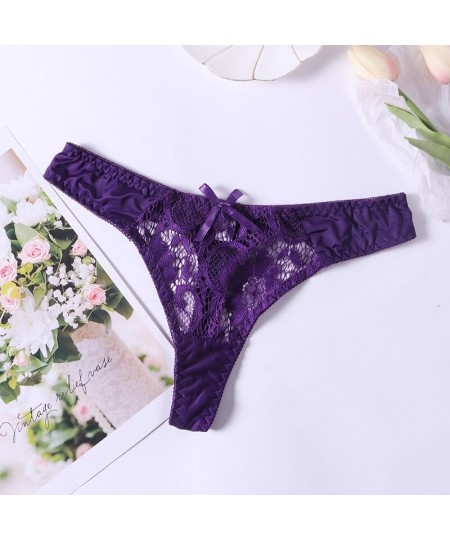 3Pcs/set Sexy Lace Thong Woman Hollow out Solid Women Panties S M L XL Women Underwear $24.16 - Underwear