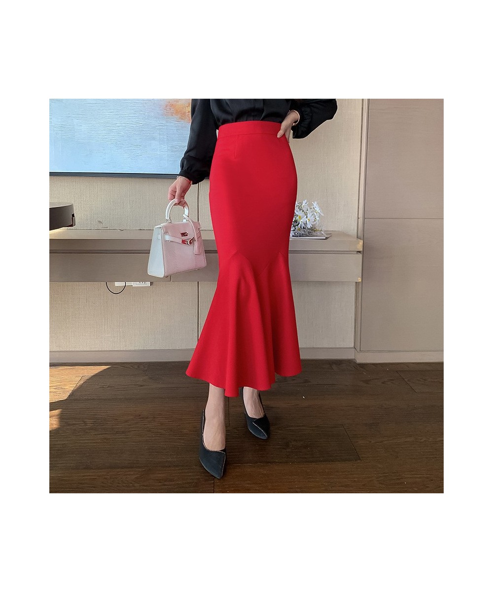 Spring Autumn New Ruffle Skirt Women Over The Knee OL Professional Hip Fishtail Skirt High Waist Slim Stretch Skirt $40.12 - ...