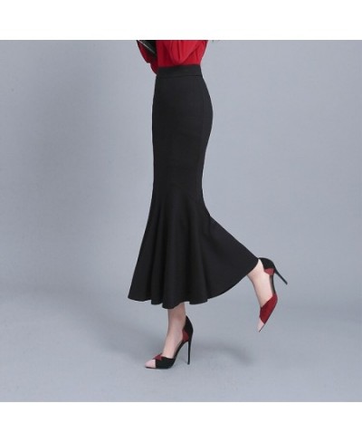 Spring Autumn New Ruffle Skirt Women Over The Knee OL Professional Hip Fishtail Skirt High Waist Slim Stretch Skirt $40.12 - ...