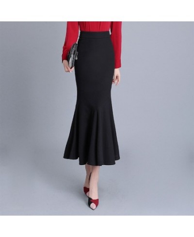 Spring Autumn New Ruffle Skirt Women Over The Knee OL Professional Hip Fishtail Skirt High Waist Slim Stretch Skirt $40.12 - ...