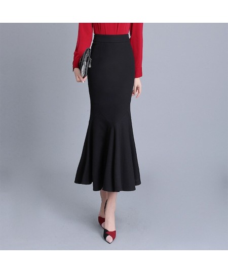 Spring Autumn New Ruffle Skirt Women Over The Knee OL Professional Hip Fishtail Skirt High Waist Slim Stretch Skirt $40.12 - ...