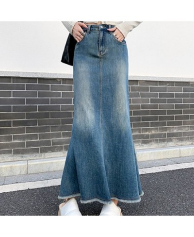 Autumn High Waist Long Skirt Gothic Grunge Jeans Denim Maxi Skirts Y2K Women Korean Fashion Long Jean Skirts Mermaid Clothes ...