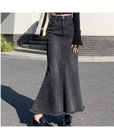 Autumn High Waist Long Skirt Gothic Grunge Jeans Denim Maxi Skirts Y2K Women Korean Fashion Long Jean Skirts Mermaid Clothes ...