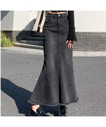 Autumn High Waist Long Skirt Gothic Grunge Jeans Denim Maxi Skirts Y2K Women Korean Fashion Long Jean Skirts Mermaid Clothes ...