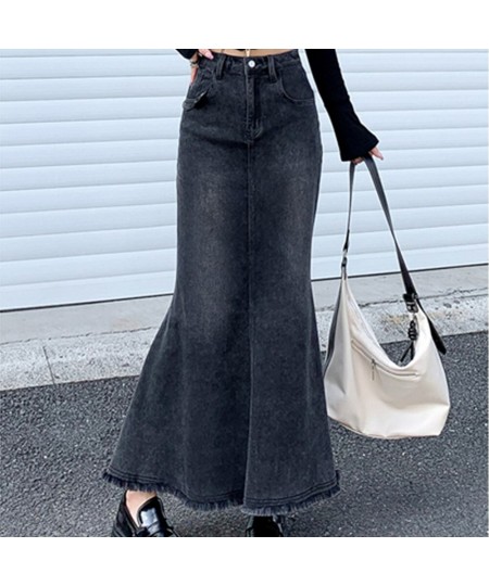 Autumn High Waist Long Skirt Gothic Grunge Jeans Denim Maxi Skirts Y2K Women Korean Fashion Long Jean Skirts Mermaid Clothes ...