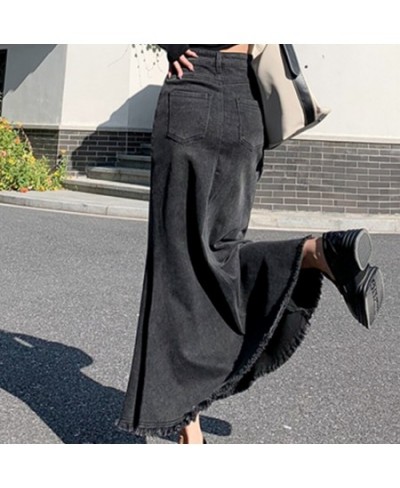 Autumn High Waist Long Skirt Gothic Grunge Jeans Denim Maxi Skirts Y2K Women Korean Fashion Long Jean Skirts Mermaid Clothes ...