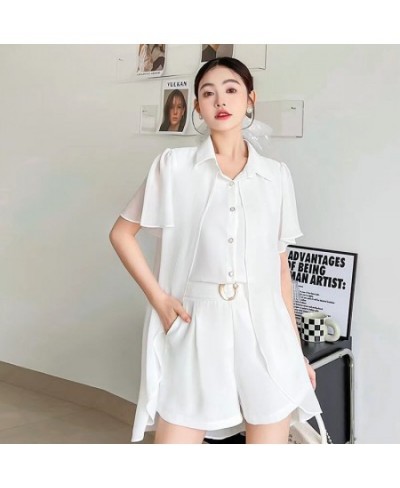 Women's Fashion Suit 2022 Summer New Niche Design With Long Top And Wide Leg Shorts 2 Two Piece Set For Women Leisure Clothin...