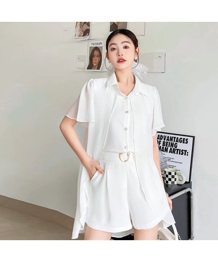 Women's Fashion Suit 2022 Summer New Niche Design With Long Top And Wide Leg Shorts 2 Two Piece Set For Women Leisure Clothin...