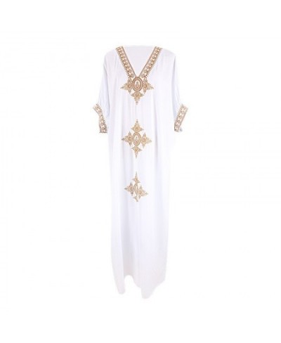 New Bohemian Retro Embroidered Bikini Cover Up Maxi Dress For Women Loose Beachwear Vintage Long Kaftan $40.31 - Swimsuit