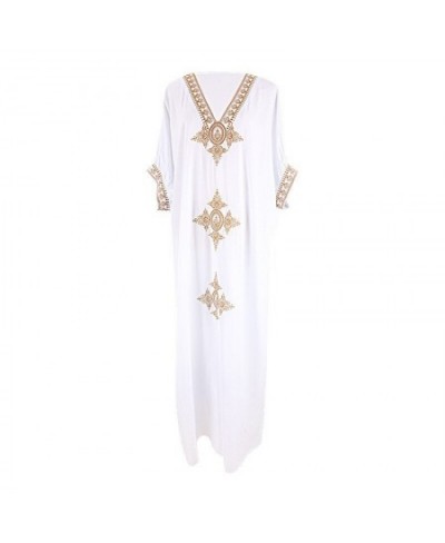 New Bohemian Retro Embroidered Bikini Cover Up Maxi Dress For Women Loose Beachwear Vintage Long Kaftan $40.31 - Swimsuit