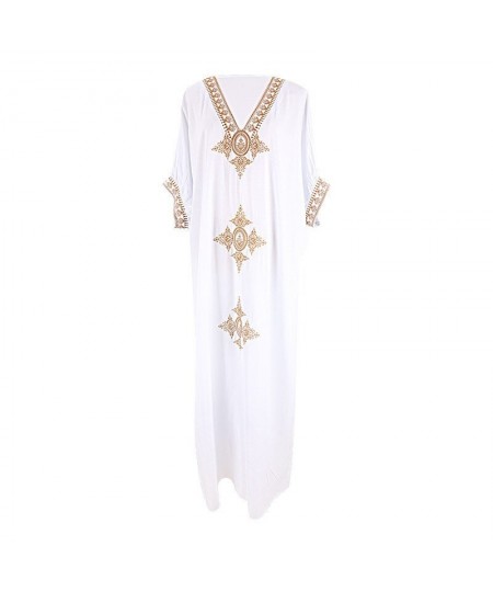 New Bohemian Retro Embroidered Bikini Cover Up Maxi Dress For Women Loose Beachwear Vintage Long Kaftan $40.31 - Swimsuit