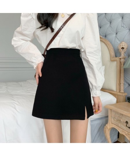 Skirts Women Black A-line All Match Mini Skirt Womens Side-slit High Waist Chic Skinny Leisure Bodycon New Style Ins New Teen...