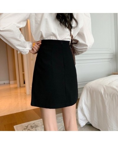 Skirts Women Black A-line All Match Mini Skirt Womens Side-slit High Waist Chic Skinny Leisure Bodycon New Style Ins New Teen...