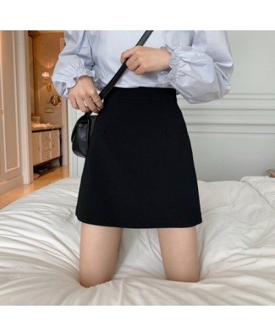 Skirts Women Black A-line All Match Mini Skirt Womens Side-slit High Waist Chic Skinny Leisure Bodycon New Style Ins New Teen...