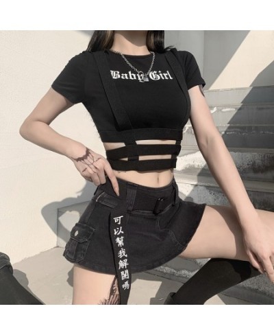 Punk Vintage Goth Graphic T Shirt Women Y2k Crop Top O-neck Tshirt Black Streetwear Short Sleeve T-shirt clothes shirt cotton...