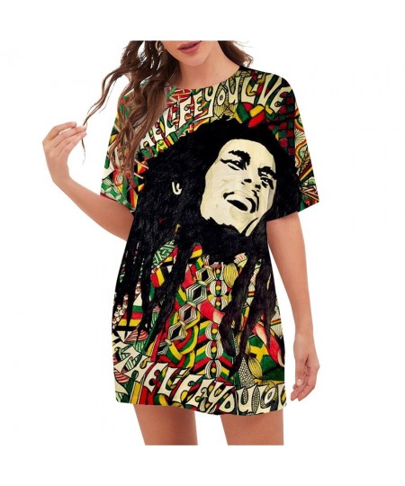 Fashion Bob Marley T-Shirts 3D Printed Loose Casual Pullover Blouse Women Oversized T Shirt Harajuku Streetwear $38.73 - Tops...