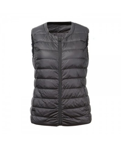 Women Down Waistcoat Jacket Autumn Winter Ultra Light White Duck Down Vest Lady Short Sleeveless Vest Puffer Outwear Bigsize ...