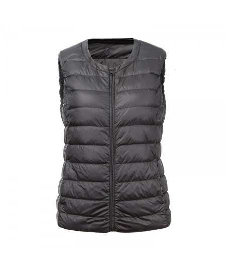 Women Down Waistcoat Jacket Autumn Winter Ultra Light White Duck Down Vest Lady Short Sleeveless Vest Puffer Outwear Bigsize ...