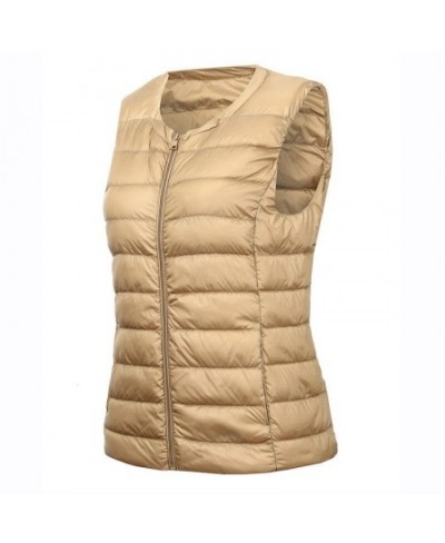 Women Down Waistcoat Jacket Autumn Winter Ultra Light White Duck Down Vest Lady Short Sleeveless Vest Puffer Outwear Bigsize ...