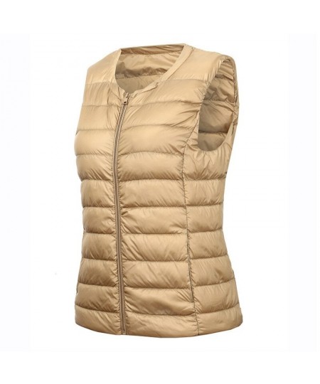 Women Down Waistcoat Jacket Autumn Winter Ultra Light White Duck Down Vest Lady Short Sleeveless Vest Puffer Outwear Bigsize ...