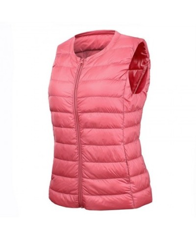 Women Down Waistcoat Jacket Autumn Winter Ultra Light White Duck Down Vest Lady Short Sleeveless Vest Puffer Outwear Bigsize ...