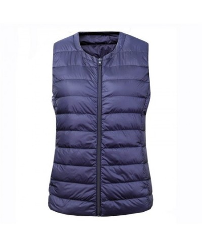 Women Down Waistcoat Jacket Autumn Winter Ultra Light White Duck Down Vest Lady Short Sleeveless Vest Puffer Outwear Bigsize ...