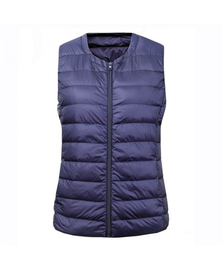 Women Down Waistcoat Jacket Autumn Winter Ultra Light White Duck Down Vest Lady Short Sleeveless Vest Puffer Outwear Bigsize ...