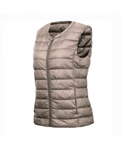 Women Down Waistcoat Jacket Autumn Winter Ultra Light White Duck Down Vest Lady Short Sleeveless Vest Puffer Outwear Bigsize ...