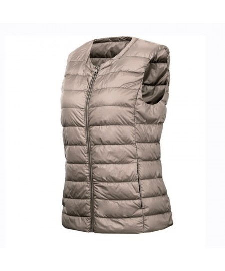 Women Down Waistcoat Jacket Autumn Winter Ultra Light White Duck Down Vest Lady Short Sleeveless Vest Puffer Outwear Bigsize ...