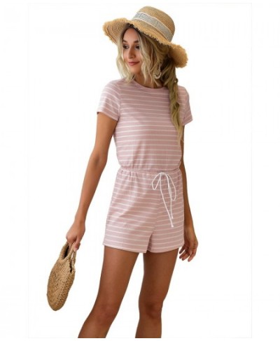 Women Striped Jumpsuits shorts Girls Round neck Home Leisure Summer Beach party Playsuits Female Rompers $60.41 - Rompers