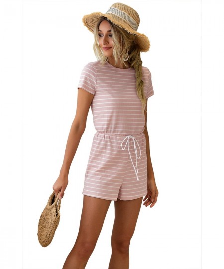 Women Striped Jumpsuits shorts Girls Round neck Home Leisure Summer Beach party Playsuits Female Rompers $60.41 - Rompers