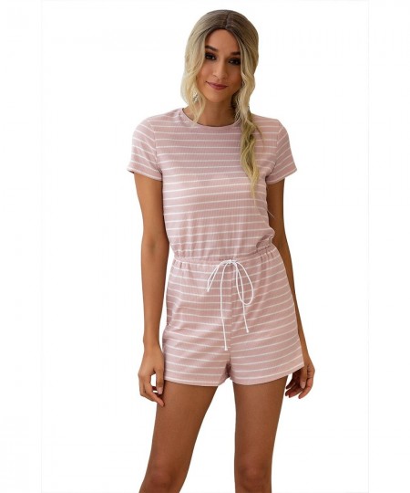 Women Striped Jumpsuits shorts Girls Round neck Home Leisure Summer Beach party Playsuits Female Rompers $60.41 - Rompers