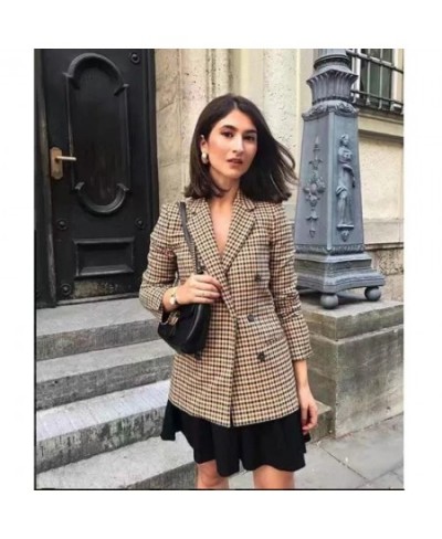 Women 2023 Fashion Office Wear Double Breasted Blazers Coat Vintage Long Sleeve Pockets Female Outerwear Chic Tops $47.18 - S...