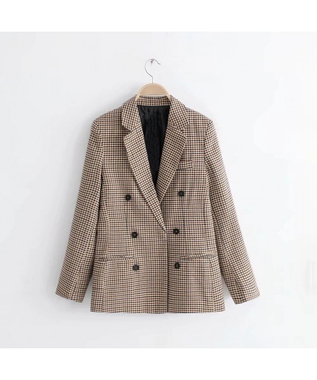 Women 2023 Fashion Office Wear Double Breasted Blazers Coat Vintage Long Sleeve Pockets Female Outerwear Chic Tops $47.18 - S...