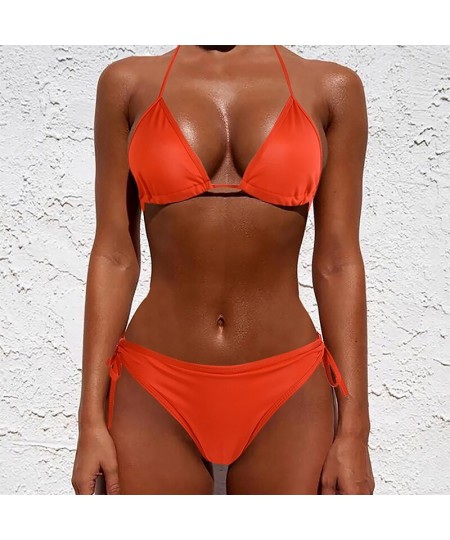 Sexy Women Pure Color Swimwear 2023 New Summer Style Lady Bandage Bikini Set Push-up Bra Bathing Suit Brazilian Biquini $16.1...