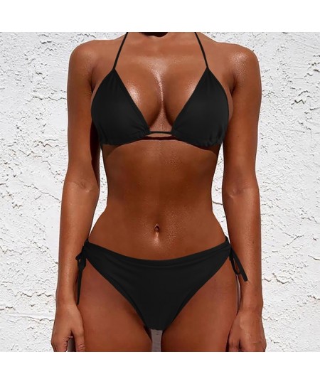 Sexy Women Pure Color Swimwear 2023 New Summer Style Lady Bandage Bikini Set Push-up Bra Bathing Suit Brazilian Biquini $16.1...