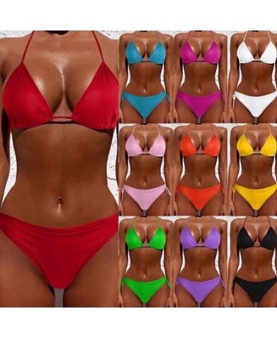 Sexy Women Pure Color Swimwear 2023 New Summer Style Lady Bandage Bikini Set Push-up Bra Bathing Suit Brazilian Biquini $16.1...