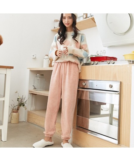 Winter Pants Bottoms for Couples Warm Thick Coral Fleece Sleep Pants Soft Pajamas for Women Plus Velvet Trousers пижама летня...