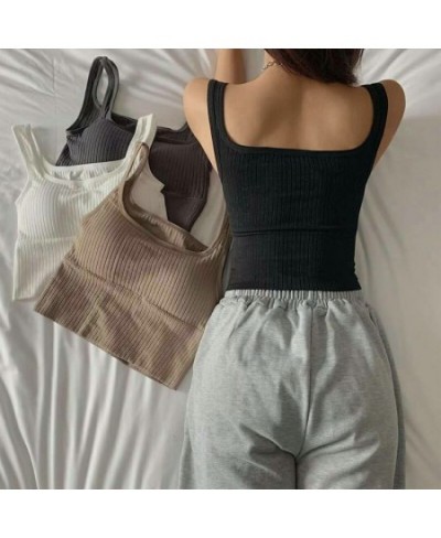 Summer Crop Top Women Knitted Camisoles Wide Strap Striped Bralette Lingerie Sleeveless U-Shaped Neck Vest Y2k Aesthetic $46....