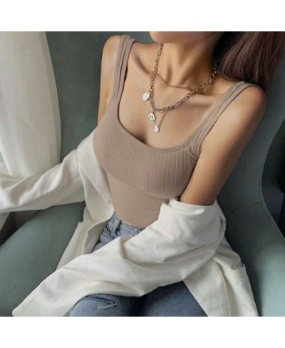 Summer Crop Top Women Knitted Camisoles Wide Strap Striped Bralette Lingerie Sleeveless U-Shaped Neck Vest Y2k Aesthetic $46....