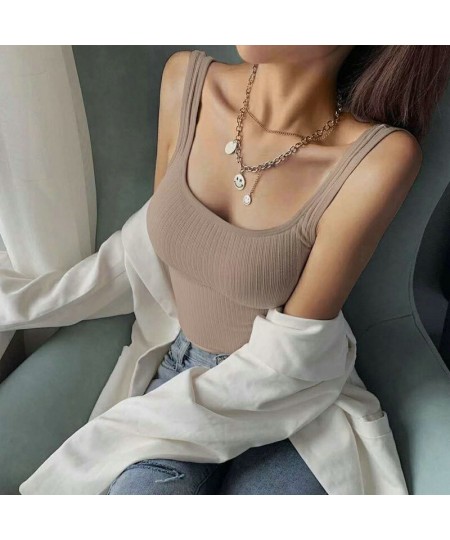 Summer Crop Top Women Knitted Camisoles Wide Strap Striped Bralette Lingerie Sleeveless U-Shaped Neck Vest Y2k Aesthetic $46....