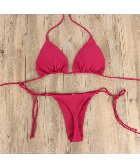 Brazilian Swimsuit Women Sexy Bikini Set Push-up Padded Bra Thong Two Pieces Swimwear Beachwear Bathing Suit Femme $18.22 - S...