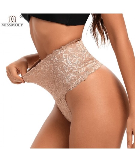 Women Sexy Lace Thong High Waist Party Underwear Tummy Control Slimmer Panties Seamless Invisible Shaper Panty Cincher $24.02...