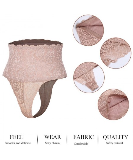 Women Sexy Lace Thong High Waist Party Underwear Tummy Control Slimmer Panties Seamless Invisible Shaper Panty Cincher $24.02...